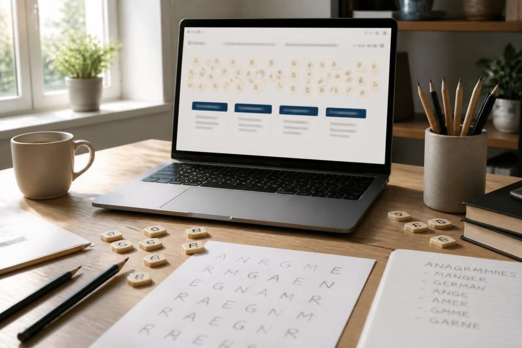 découvrez notre anagrammeur gratuit en ligne, un outil facile et rapide pour créer et résoudre toutes vos anagrammes en quelques clics.